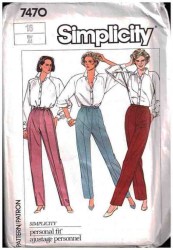 7470 SIMPLICITY STRETCH ELASTIC WAIST PROPORTIONED PANTS PATTERN 18